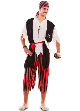 Fato de pirata listrada masculina