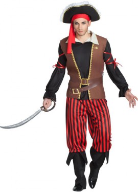 Fato de pirata às riscas para homem