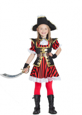 Fato de pirata às riscas para menina