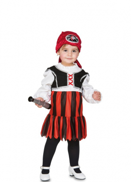 Fato de pirata às riscas para menina e bebé