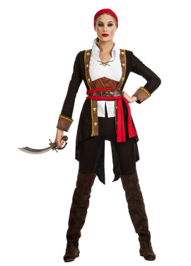 Fato de pirata Casaca preto para mulher