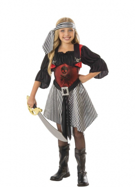 Pirate Costume with Skulls for Girl