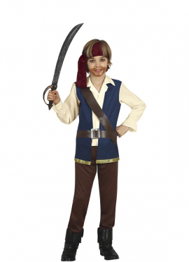 Pirate costume with blue vest for boys