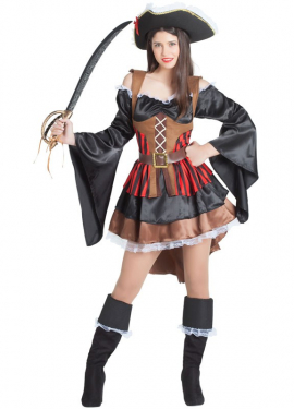 Fato de pirata com folhos para mulher