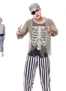 Fato de pirata fantasma esqueleto para homem