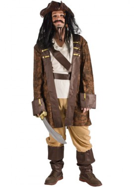 Fato de pirata marrom para homem
