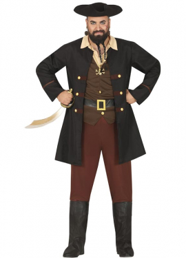 Traje de pirata negro para homens