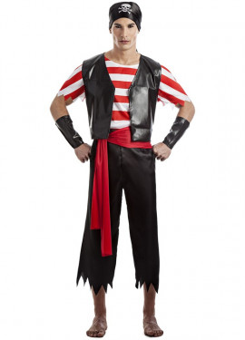 Fato de pirata vermelho para homem