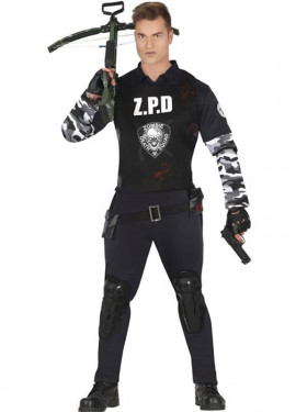 Fato de polícia caçador de zombies para homem