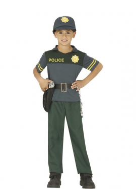 Fato de polícia verde para crianças