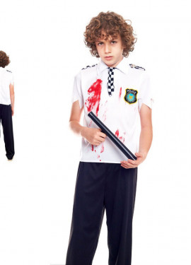 Fato de polícia zombie branco para menino