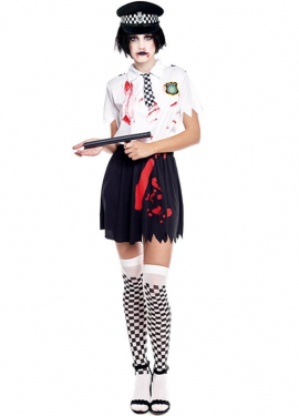 Fato de polícia zombie para mulher