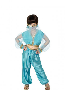 Fato de Princesa árabe azul para menina