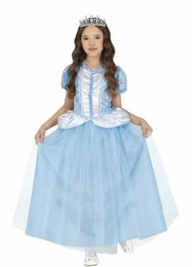 Fato de princesa de conto de fadas azul para menina