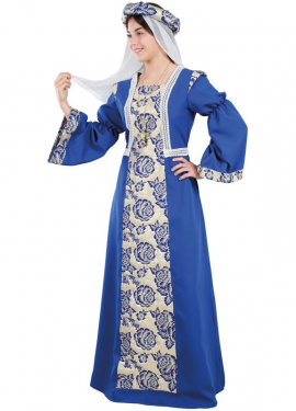 Fato de princesa medieval azul para mulher