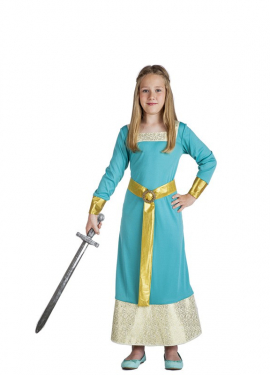 Fato de princesa medieval azul para menina