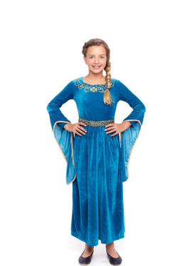 Fato de Viking azul ou princesa medieval para menina