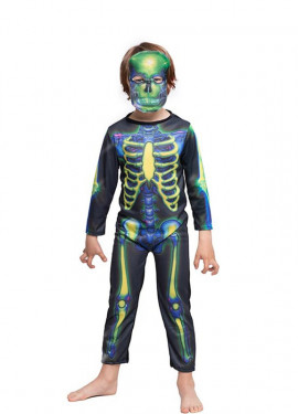 Fato de esqueleto multicolorido para menino