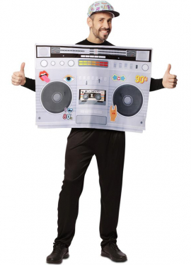 Fato de cassete de rádio dos anos 80 para adulto