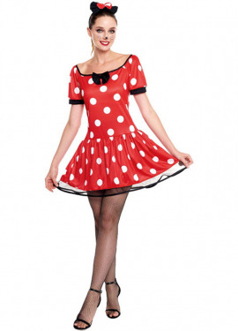 Fato feminina de rato de desenho animado