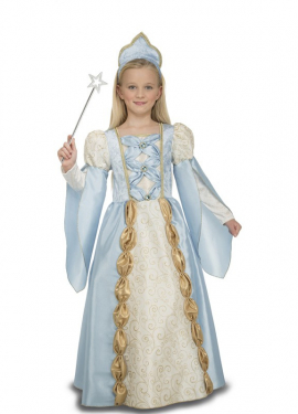 Fato de rainha medieval azul para menina