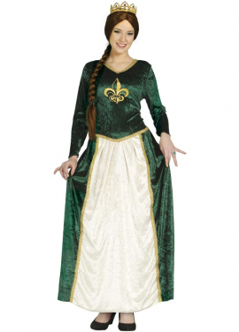 Fato de rainha medieval verde para mulher