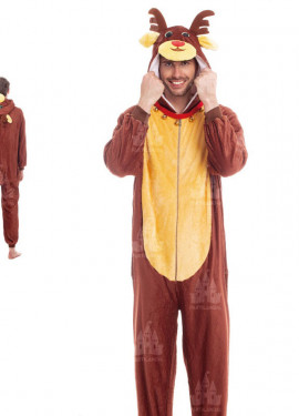 Fato de rena castanha e amarela para homem