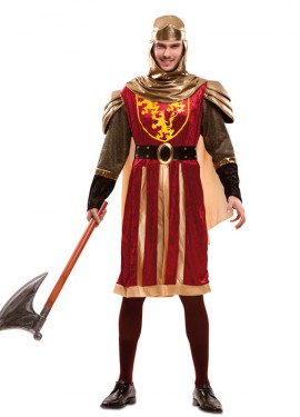 Medieval red crusader king costume for men