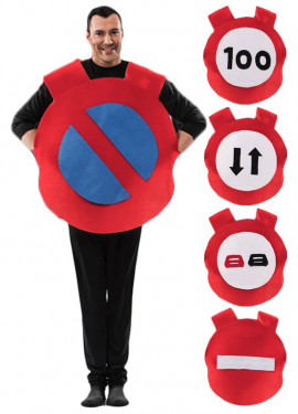 Fato de sinal de trânsito adulto 5 em 1