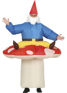 Fato de cogumelo insuflável com anão para adulto