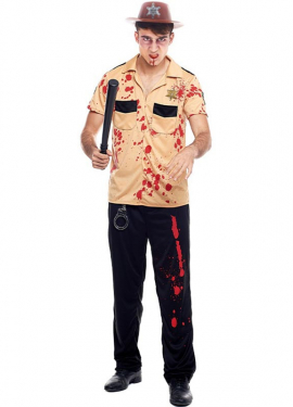 Fato de xerife zumbi para homem