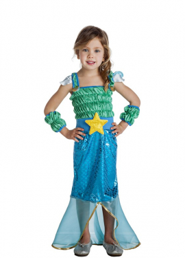 Fato de sereia com estrela para menina e bebé
