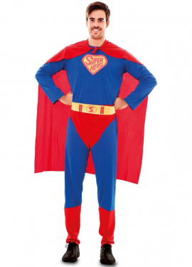 Fato de super-herói azul para homem