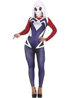 Fato de super heroína aracnídeo com capuz para mulher