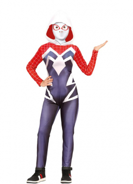 Fato de super heroína aracnídeo com capuz para menina