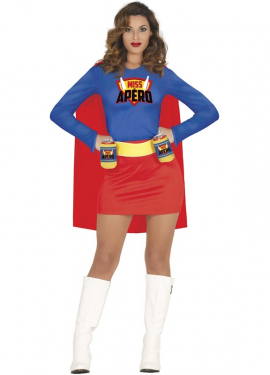 Fantasia feminina de super-heroína com bebidas