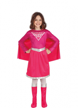 Fato de super-heroína rosa para menina