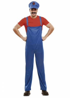 Red Super Plumber costume for men