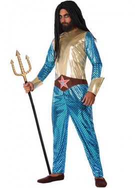 Fato de super-herói aquático para homem