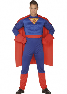 Traje azul de super-herói masculino
