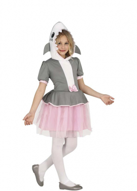 Fato de tubarão cinza com saia de tule para menina