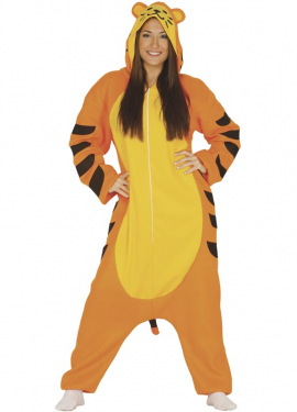 Fato de tigre de tiro longo para adulto