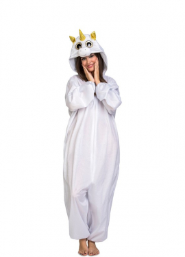 Fato de unicórnio branco com olhos grandes para menina