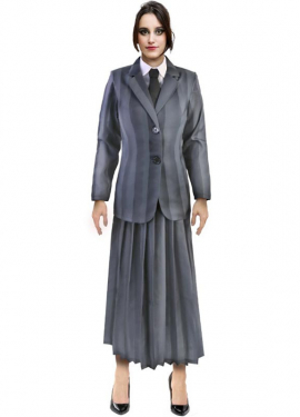 Women's Striped Gothic School Uniform Costume