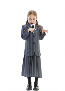 Traje de uniforme escolar gótico listrado para meninas e adolescentes