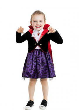 Fato de vampiro clássico com capa e gola para bebé e menina