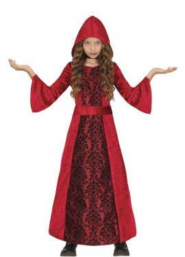 Fato de vampira com capuz vermelho para menina