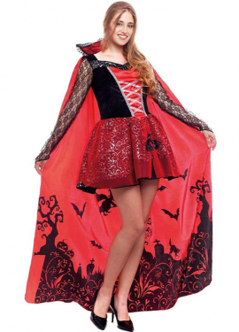 Fato de vampiro impressa de luxo para mulheres