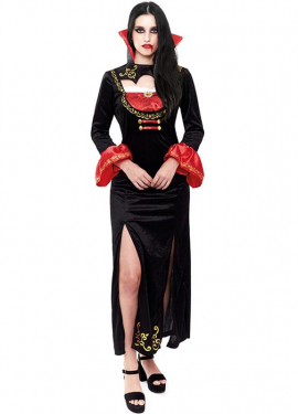 Fato de vampira com punhos vermelhos para mulher