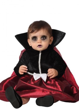 Fato de vampiro vermelho e preto para bebês e crianças